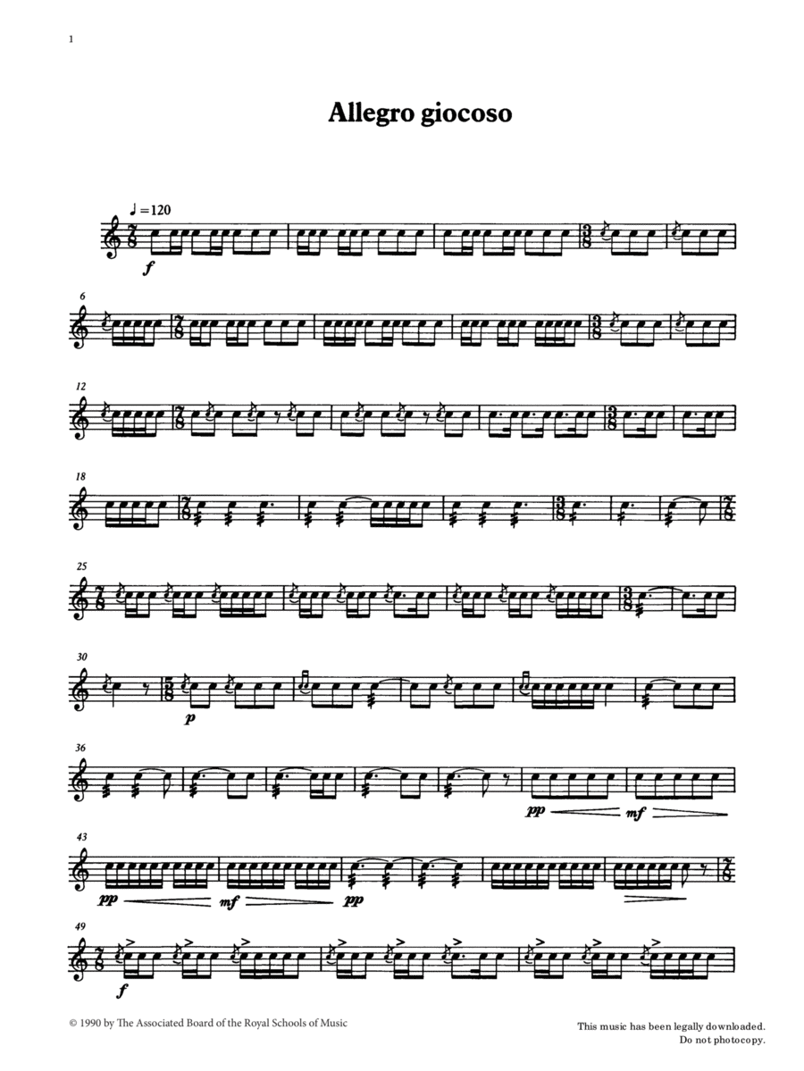 Allegro giocoso from Graded Music for Snare Drum, Book IV Percussion scores gallery preview page 1