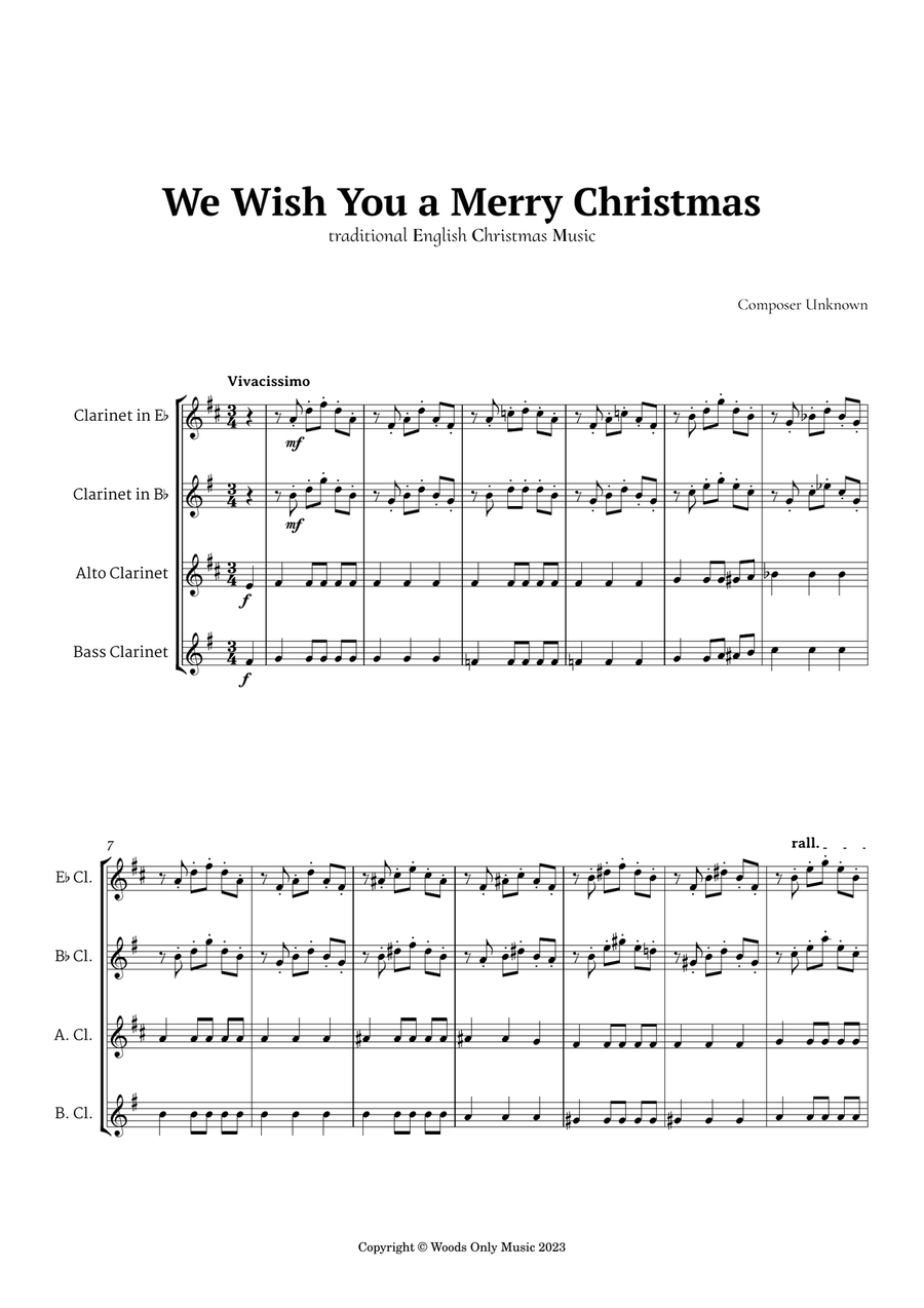 Book cover for We Wish You a Merry Christmas for Clarinet Ensemble