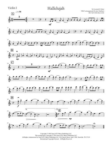 Hallelujah by Justin Timberlake String Trio - Digital Sheet Music