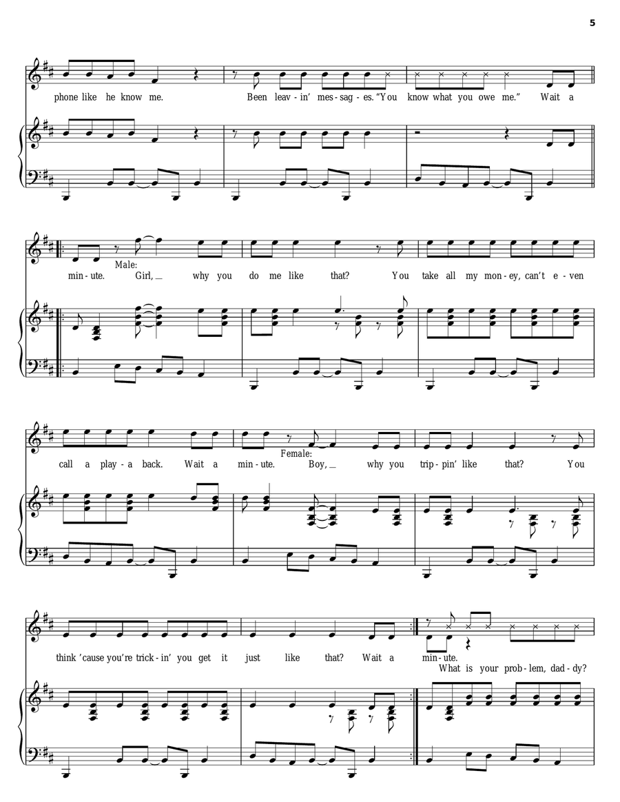 Wait A Minute Piano, Vocal, Guitar scores gallery preview page 5