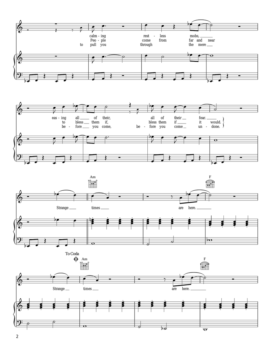 Strange Times Piano, Vocal, Guitar scores gallery preview page 2