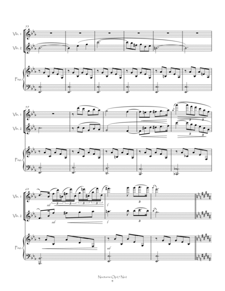Nocturne Op27 No2 for Violin Duet and Piano image number null