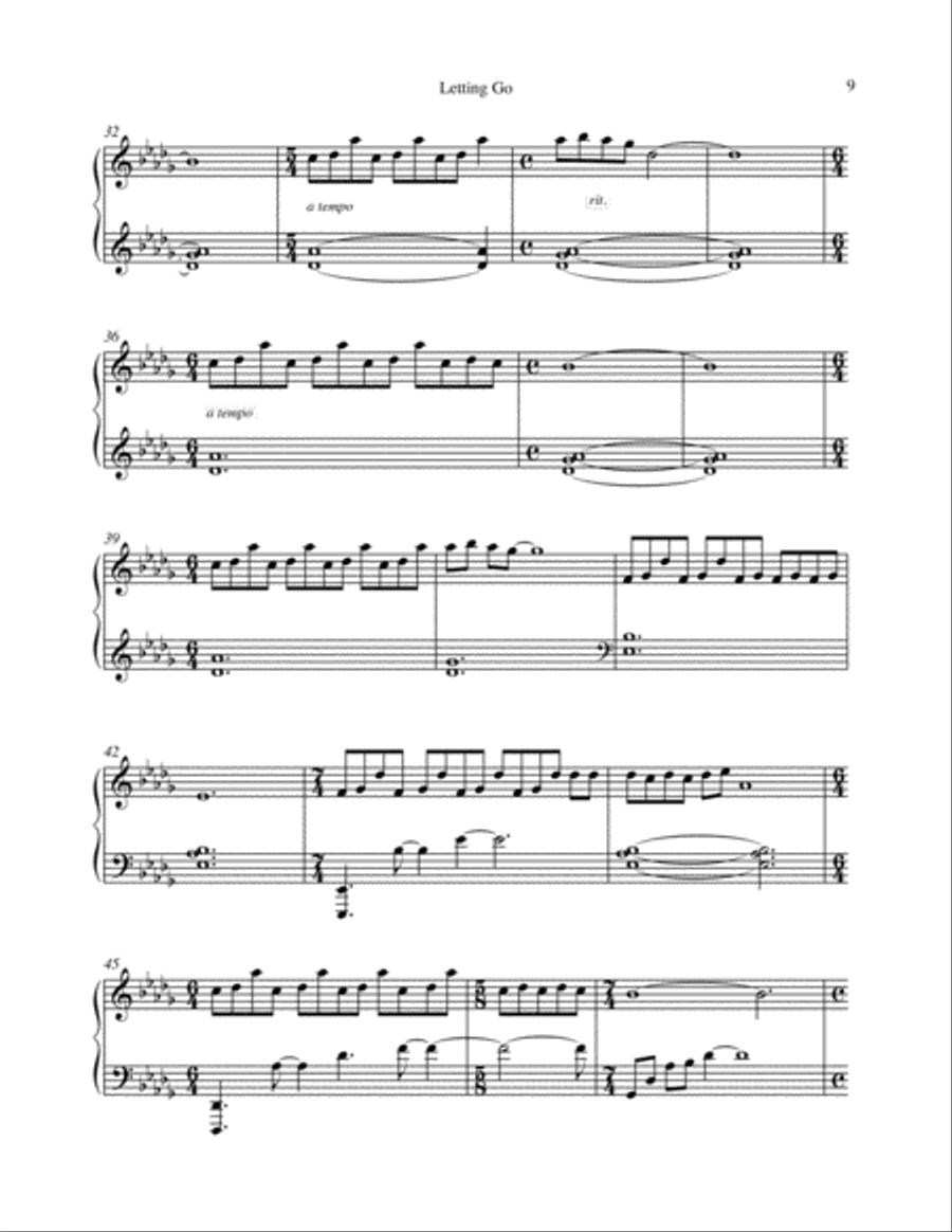 Letting Go Piano Solo scores gallery preview page 3