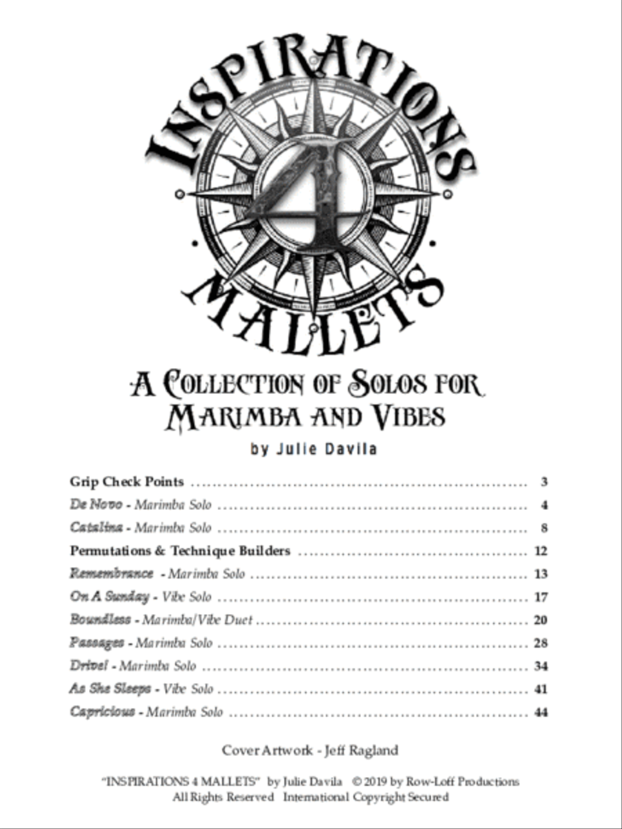 Inspirations 4 Mallets - 9 Solos for Marimba & Vibraphone Marimba scores gallery preview page 2