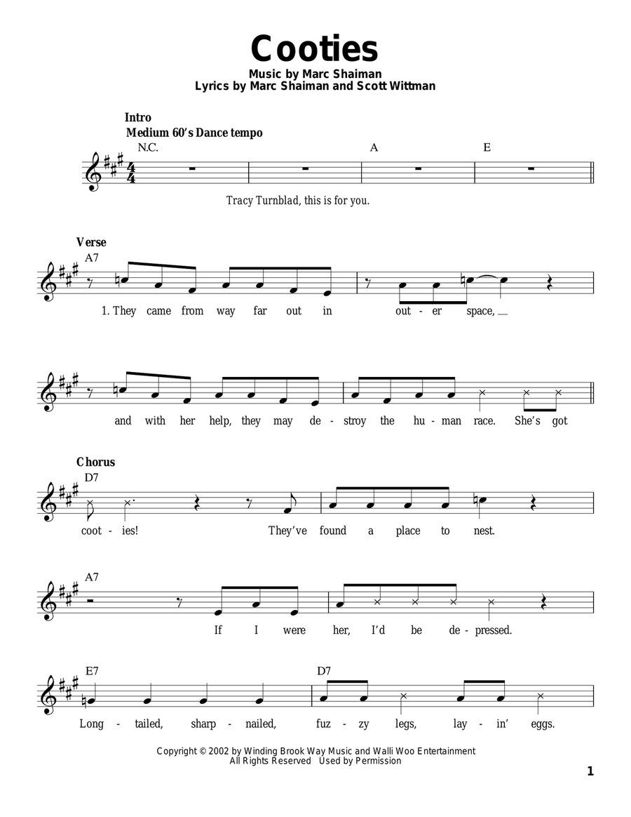 Cooties (from Hairspray) Voice scores gallery preview page 1