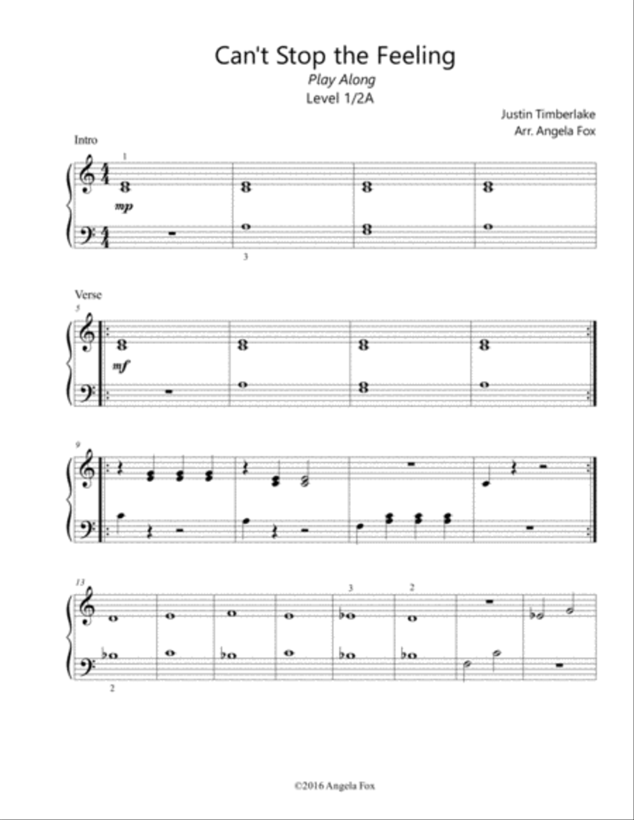 Can't Stop The Feeling from TROLLS Easy Piano scores gallery preview page 2