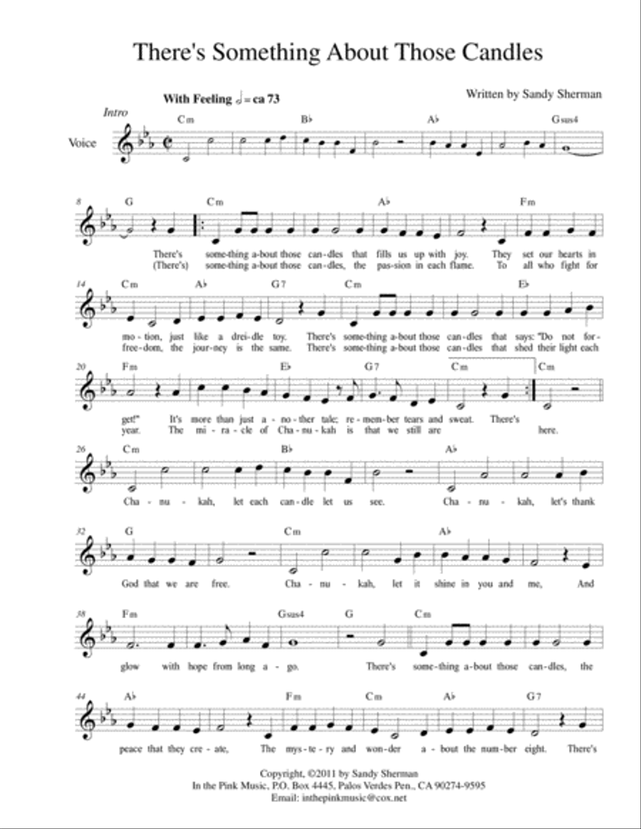 There's Something About Those Candles - solo C minor Small Ensemble scores gallery preview page 1
