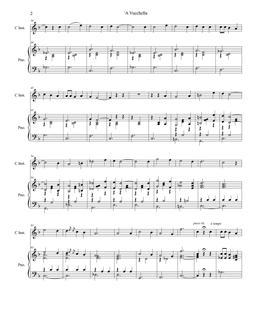 A Vucchella (for Solo C-Instrument (Treble) and Piano) Piano scores gallery preview page 3