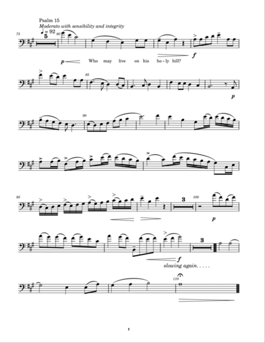 Four Psalms for Bassoon and Piano (bassoon part) Chamber Music scores gallery preview page 3