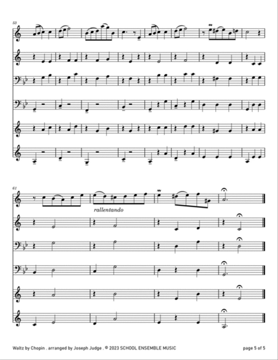 Waltz by Chopin for Brass Quartet in Schools Brass Quartet scores gallery preview page 5