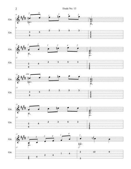 Etude No.13 For Guitar by Neal Fitzpatrick-Tablature Edition image number null