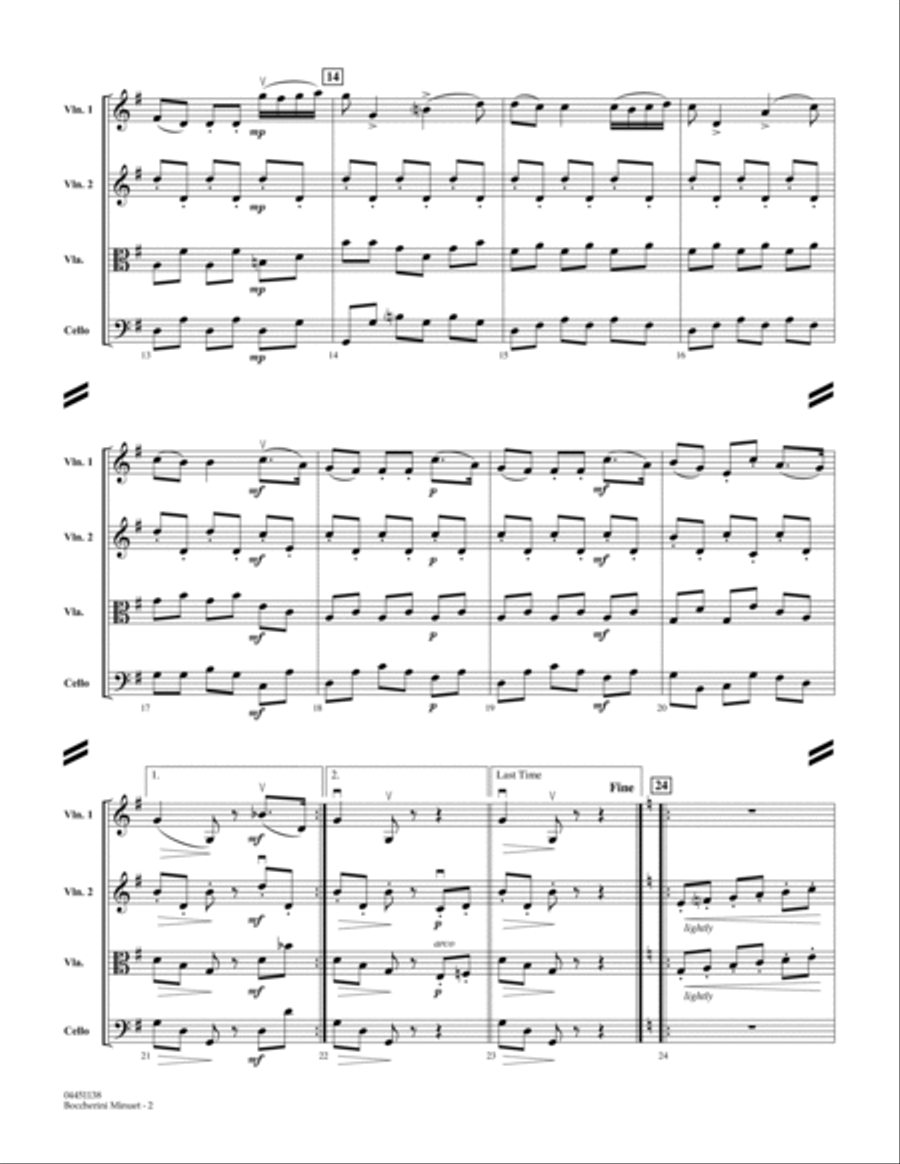 Boccherini Minuet - Full Score String Quartet scores gallery preview page 2