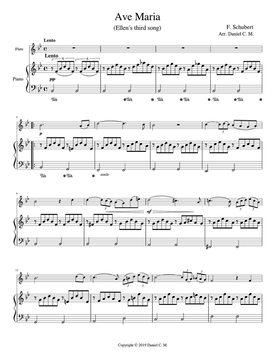 Ave Maria for flute and piano (simplified) Flute Solo scores gallery preview page 2