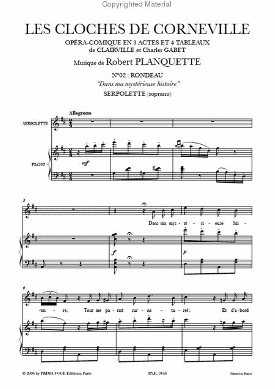 Dans ma mysterieuse histoire from Les Cloches de Corneville Soprano Voice scores gallery preview page 2