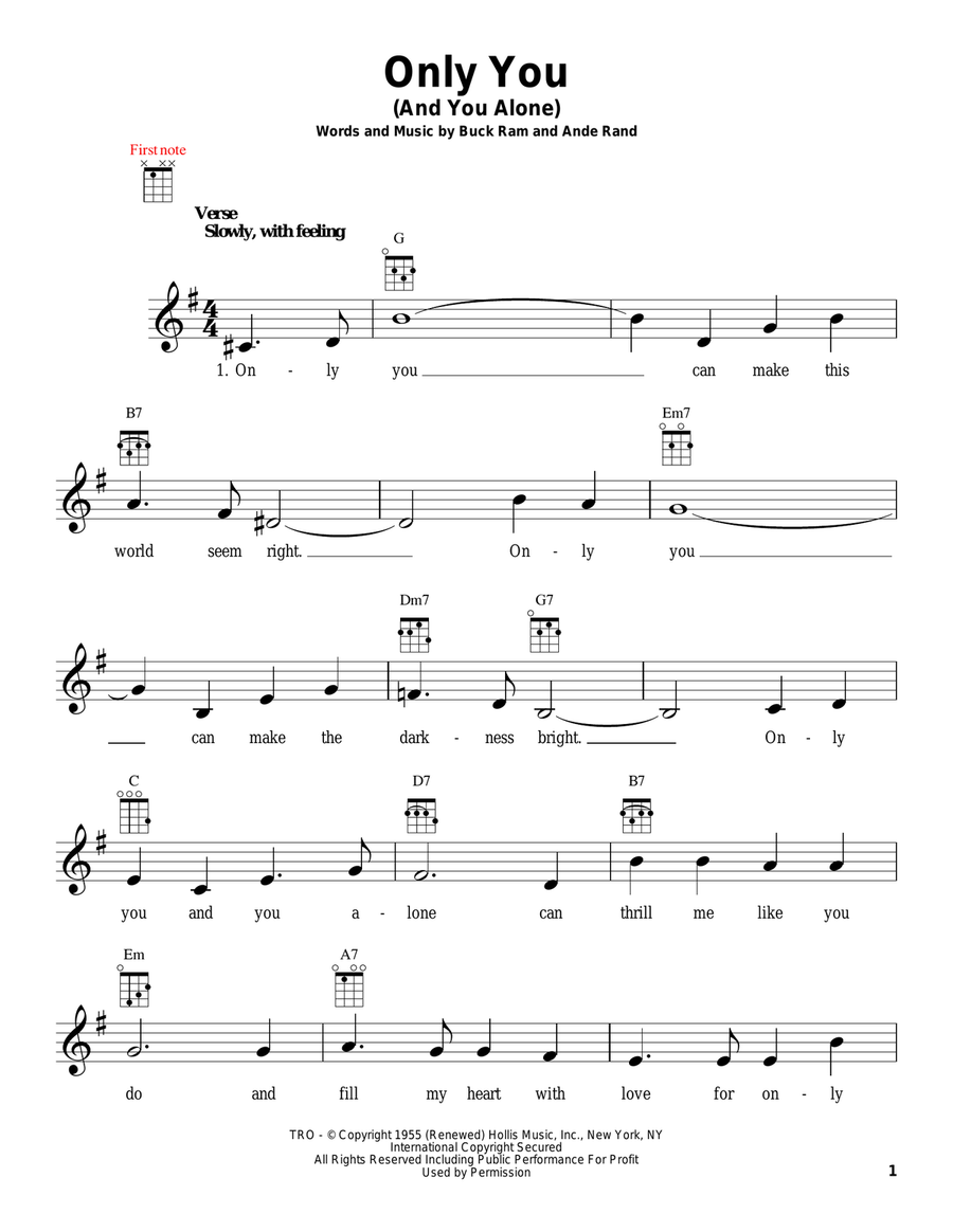 Only You (And You Alone) Ukulele scores gallery preview page 1