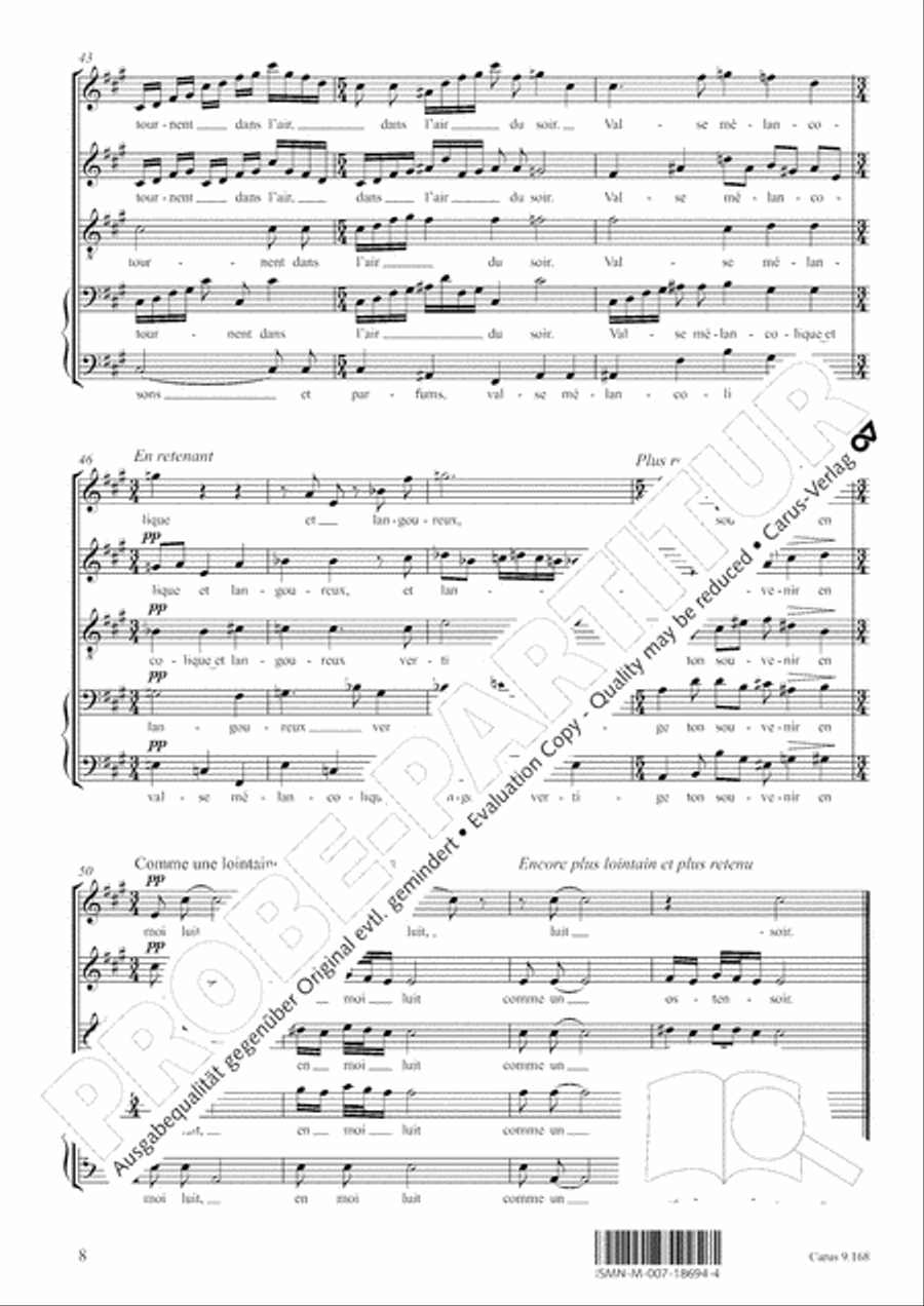Les sons et les parfums tournent dans l'air du soir Choir scores gallery preview page 9