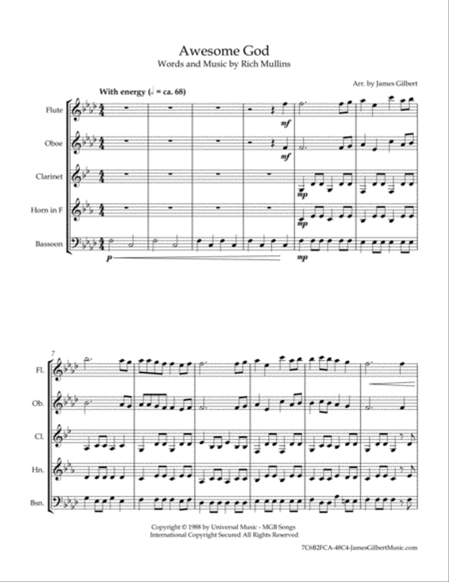 Awesome God Awesome God Woodwind Quintet scores gallery preview page 4