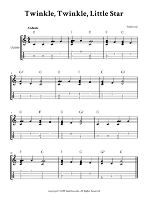Twinkle Twinkle Little Star - Fingerstyle Ukulele (with TAB and Chords)