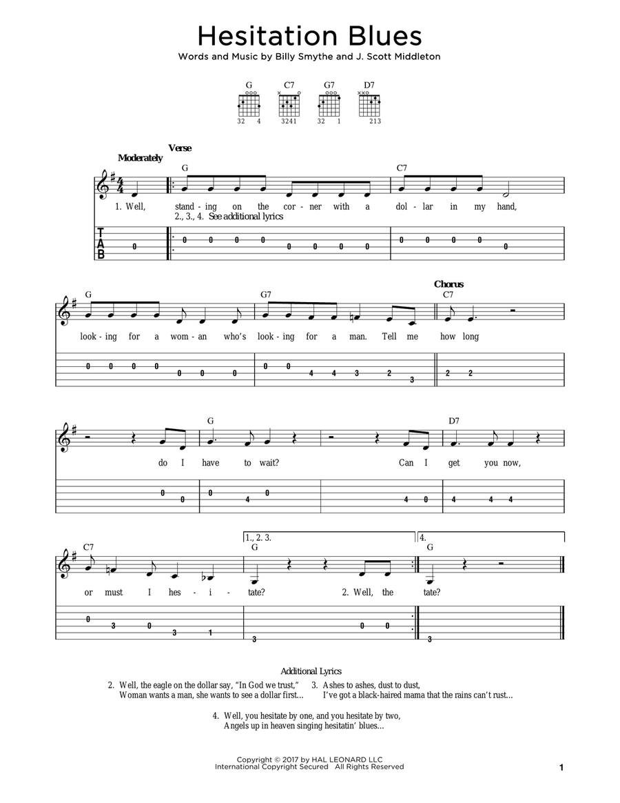 Hesitation Blues Acoustic Guitar scores gallery preview page 1