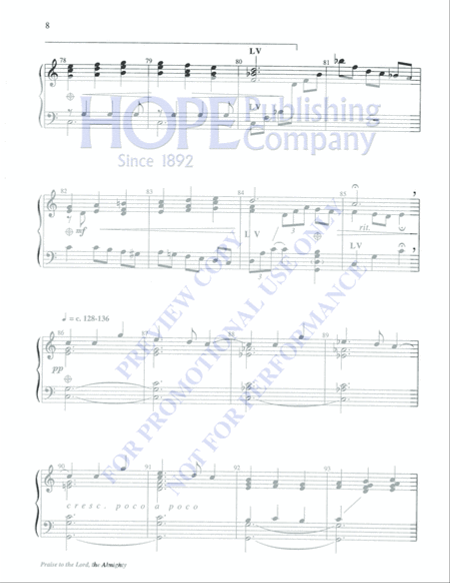 Praise to the Lord, the Almighty 5-Octaves scores gallery preview page 8