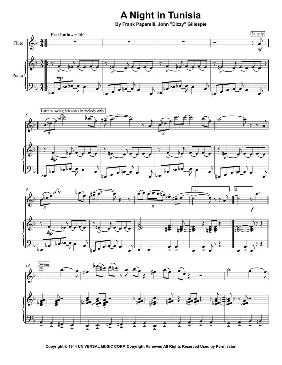 A Night In Tunisia Flute Solo scores gallery preview page 2