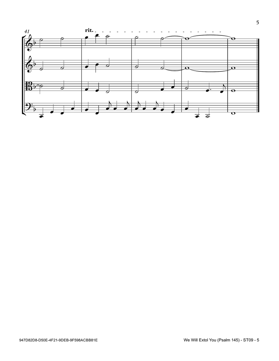 We Will Extol You (Psalm 145) String Quartet scores gallery preview page 5