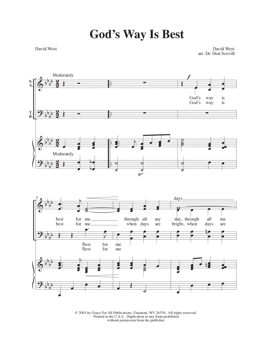 God's Way Is Best For Me 4-Part scores gallery preview page 1