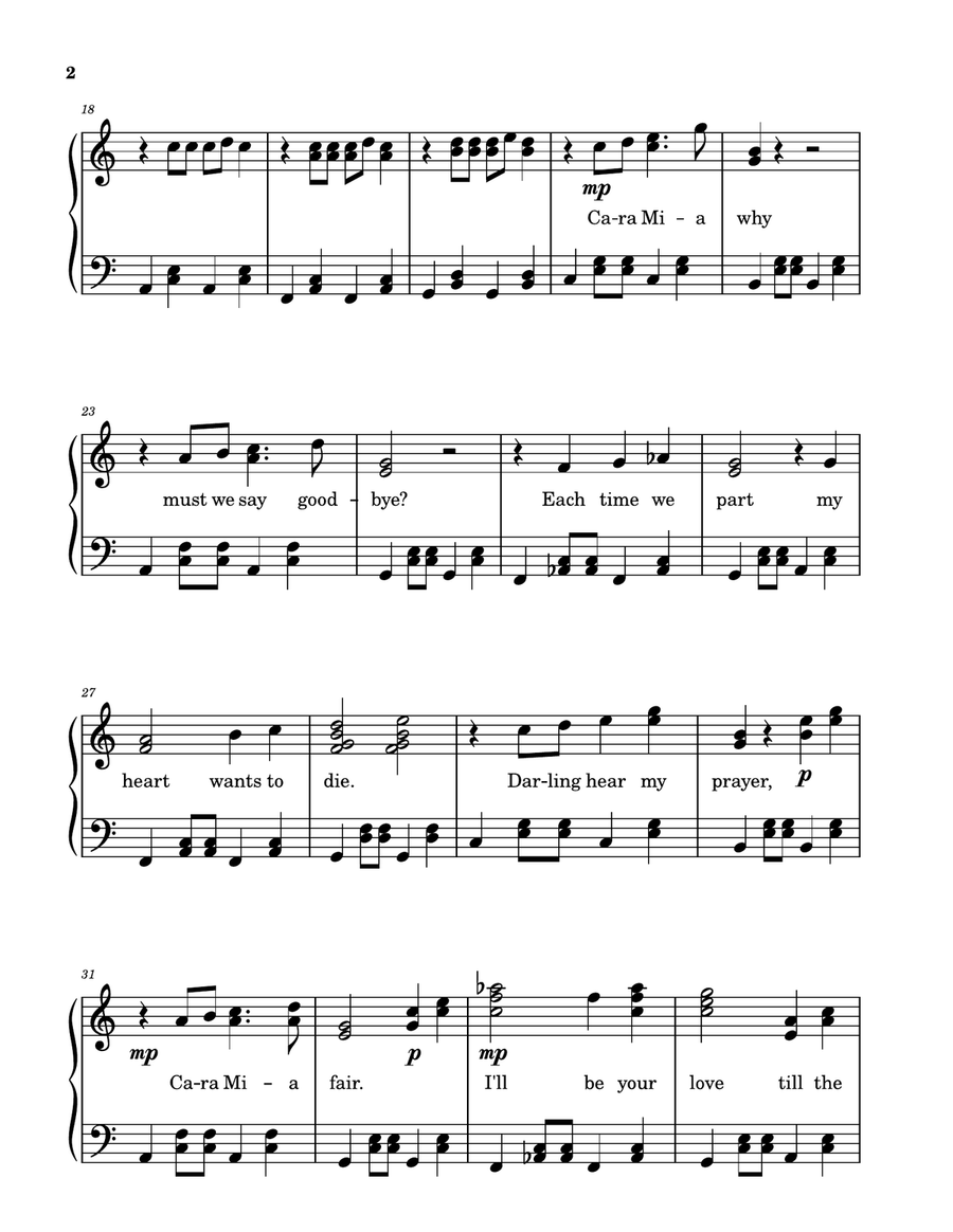 Cara, Mia Piano Solo scores gallery preview page 2