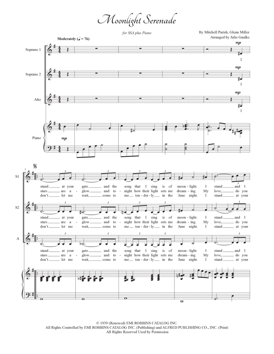 Moonlight Serenade SSA scores gallery preview page 1