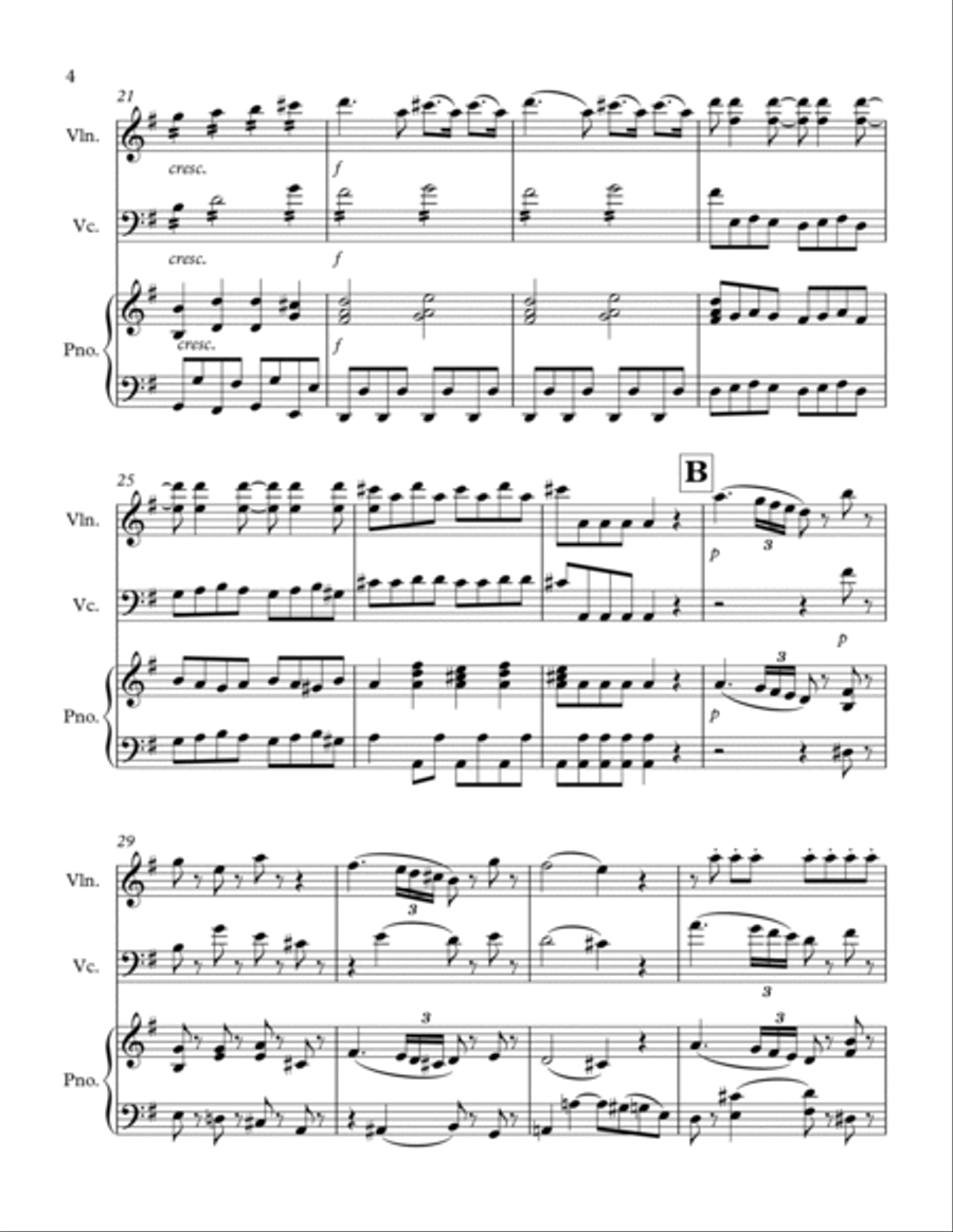 Allegro from Eine Kleine Nachtmusik, for Violin, Cello and Piano Piano Trio scores gallery preview page 4