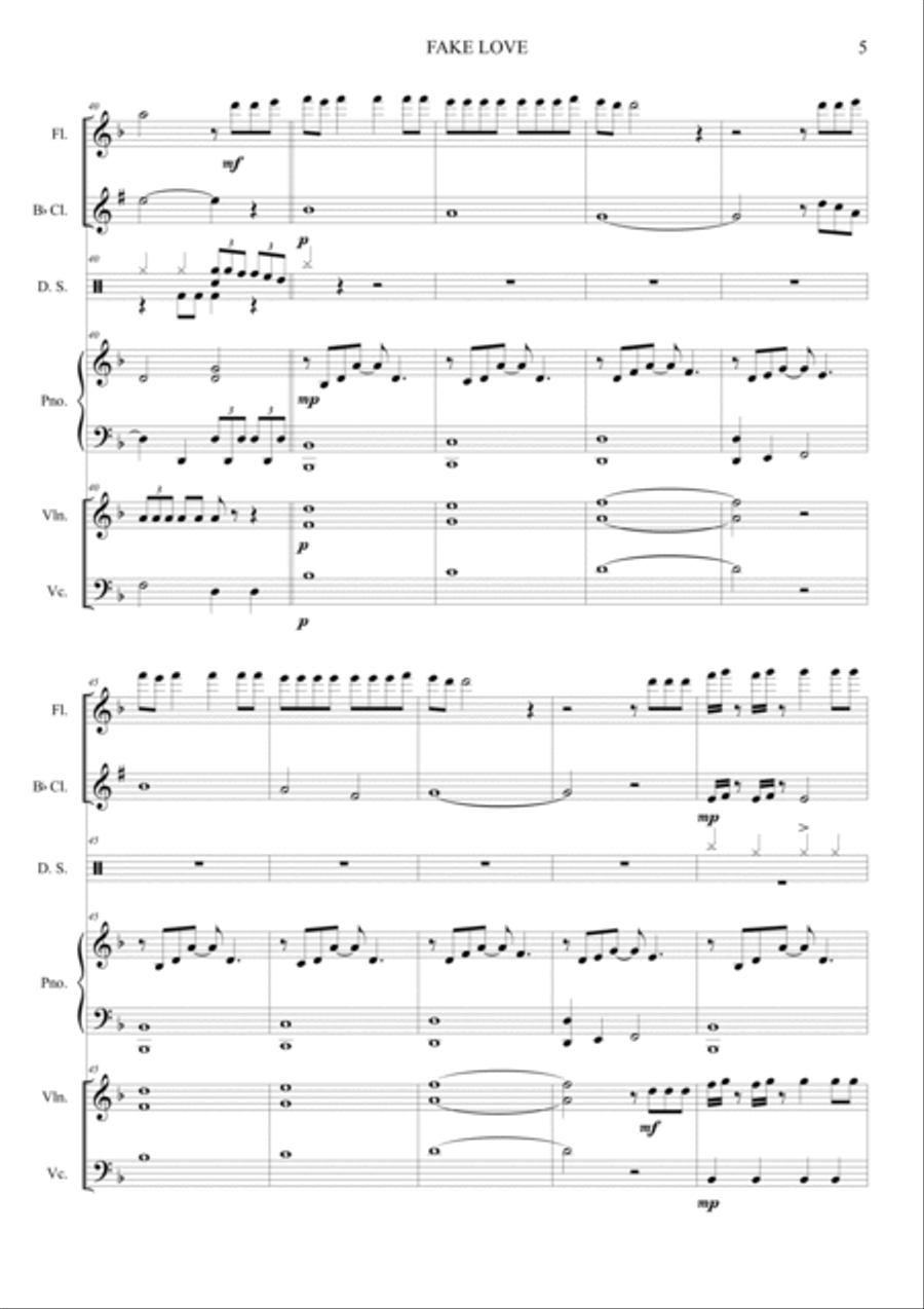 Fake Love Orchestra scores gallery preview page 5