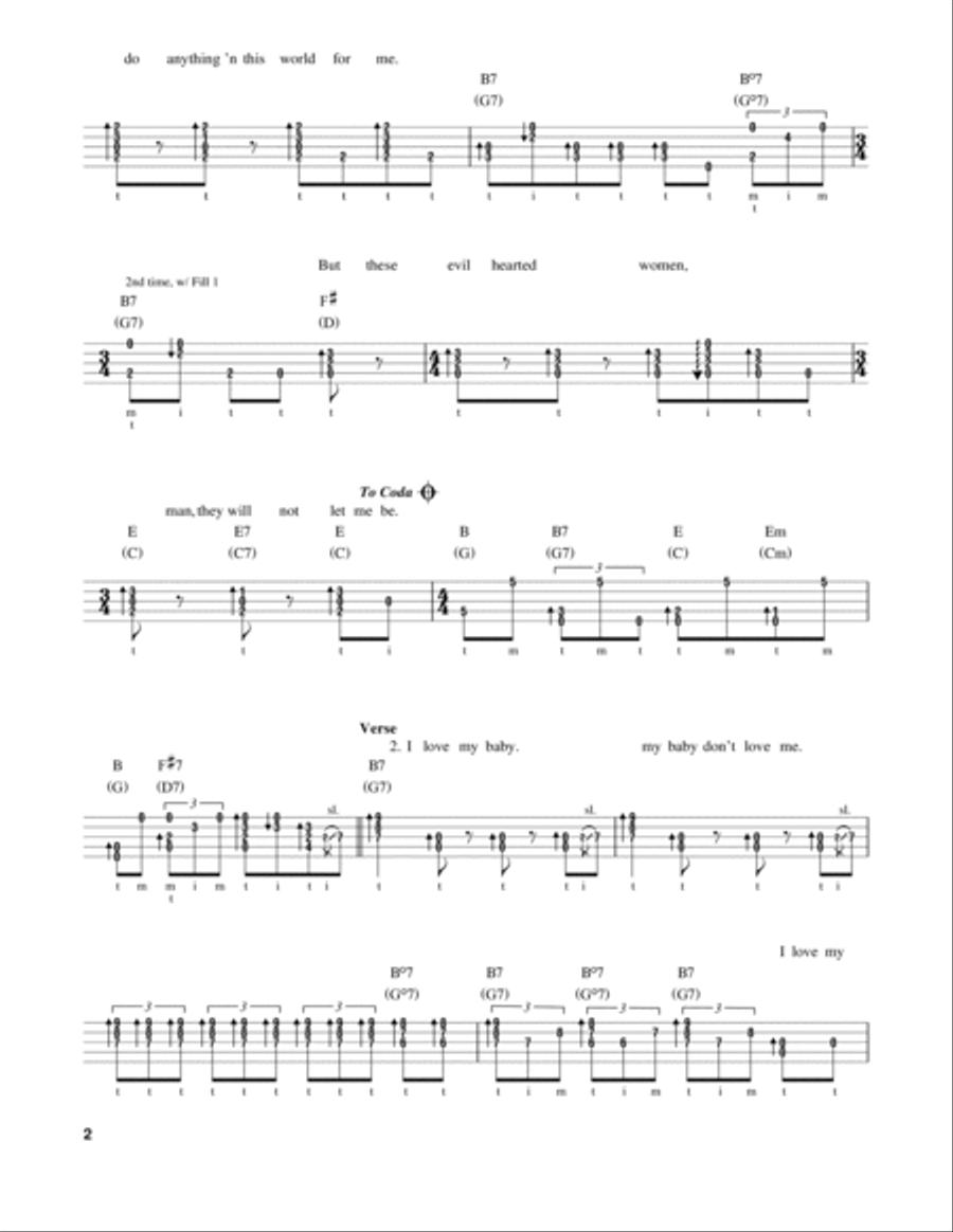 Kind Hearted Woman Blues Banjo scores gallery preview page 2