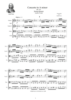 Book cover for Vivaldi - Concerto in A minor RV 161 for String Quartet