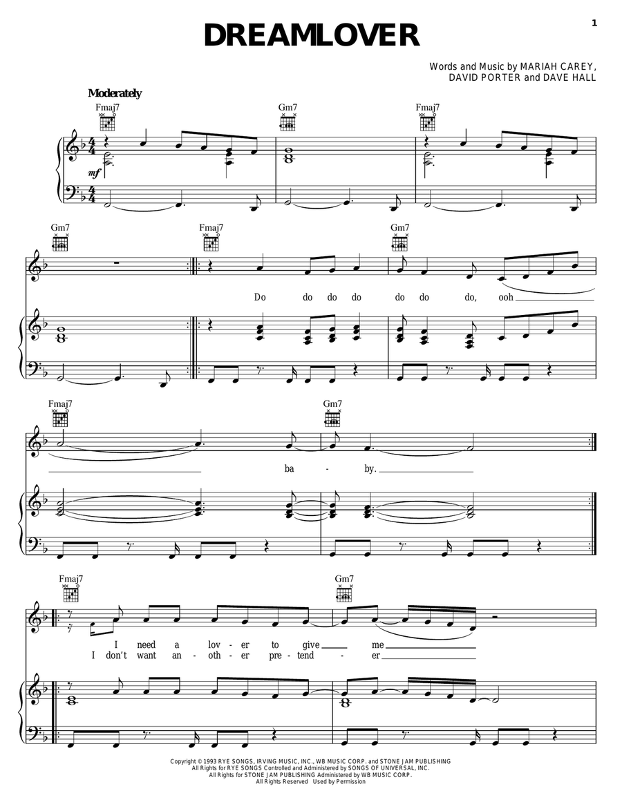 Dreamlover Piano, Vocal, Guitar scores gallery preview page 1