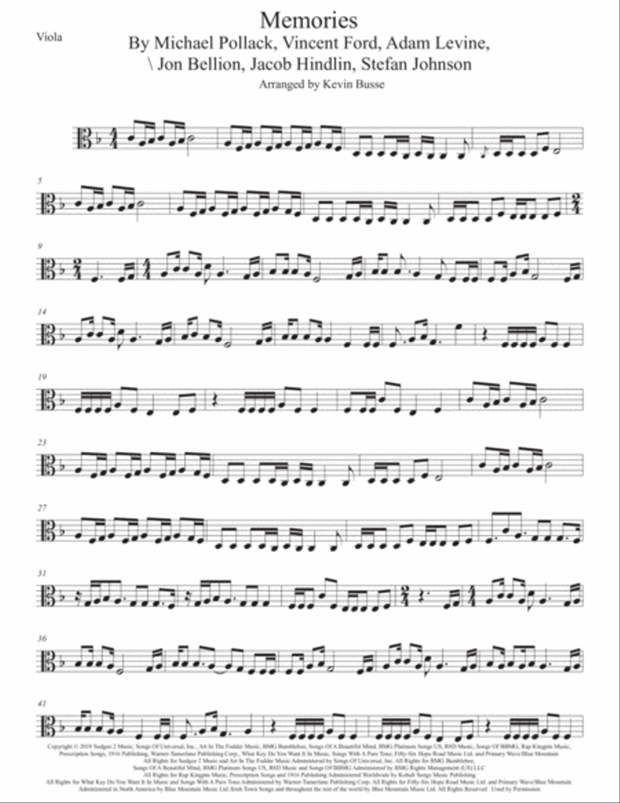 Memories Viola Solo scores gallery preview page 1