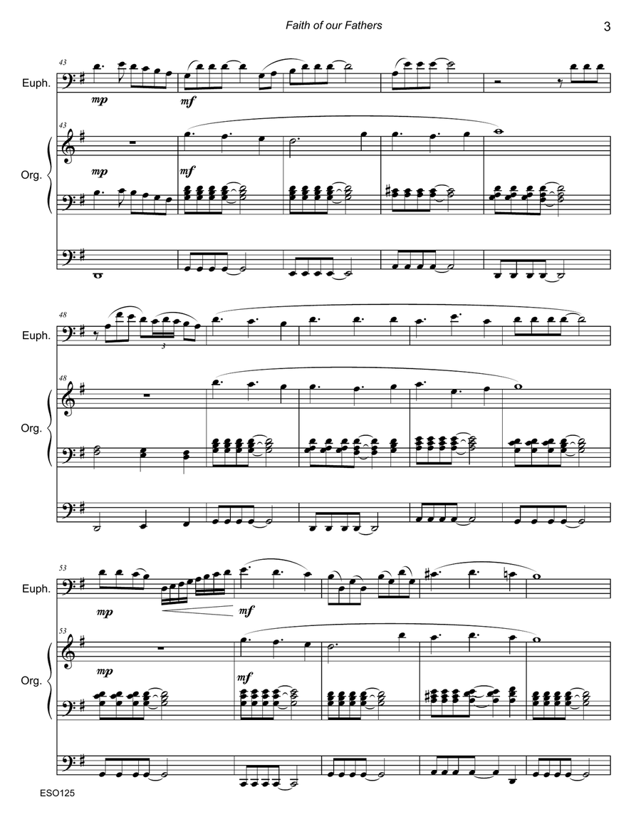 FAITH OF OUR FATHERS - Euphonium/Trombone Solo with Organ or Piano Accompaniment Brass Duet scores gallery preview page 3