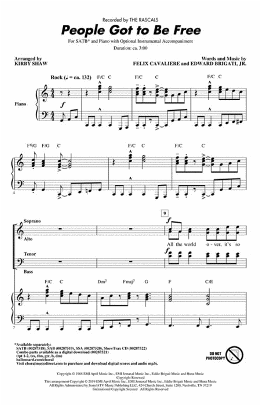 People Got to Be Free People Got to Be Free 4-Part scores gallery preview page 2