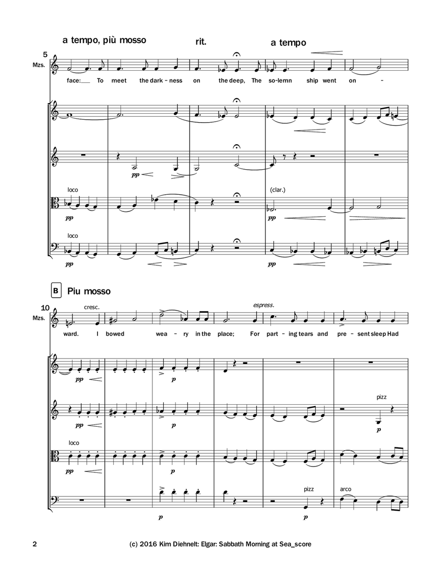 Elgar: Sabbath Morning at Sea from Sea Pictures (Arr. Voice and String Quartet) String Quartet scores gallery preview page 3