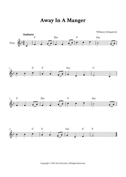 Away In A Manger - For Flute (F Major) image number null