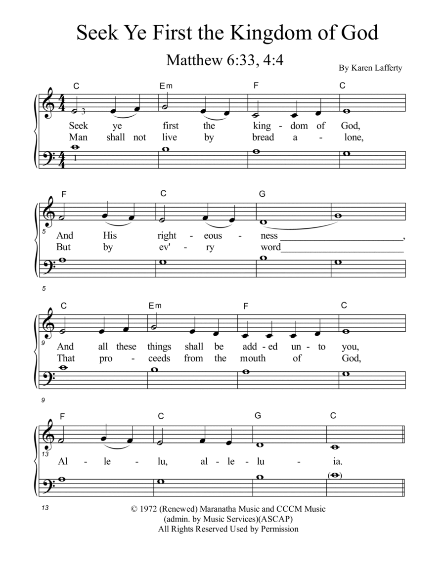 Seek Ye First Voice scores gallery preview page 1
