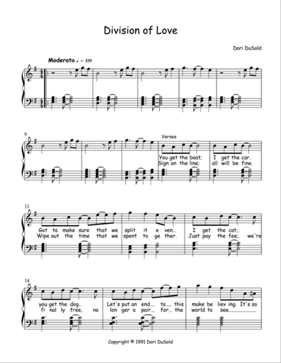 Division of Love - Sheet music for single from the Reserved for You Collection Voice scores gallery preview page 2