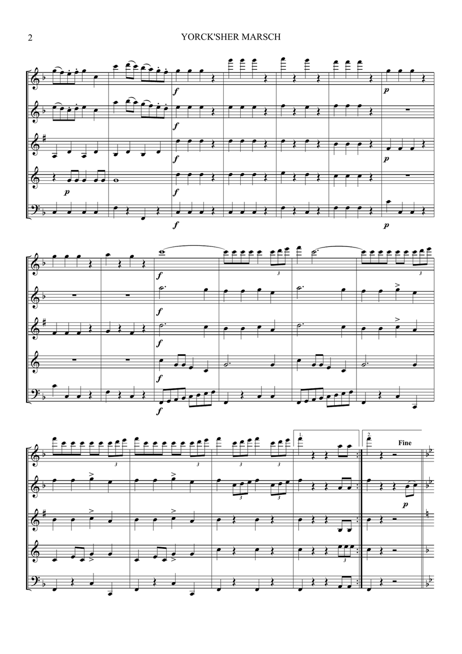 YORCKSCHER MARSCH by L. v. Beethoven - for Woodwind Quintet Woodwind Quintet scores gallery preview page 3
