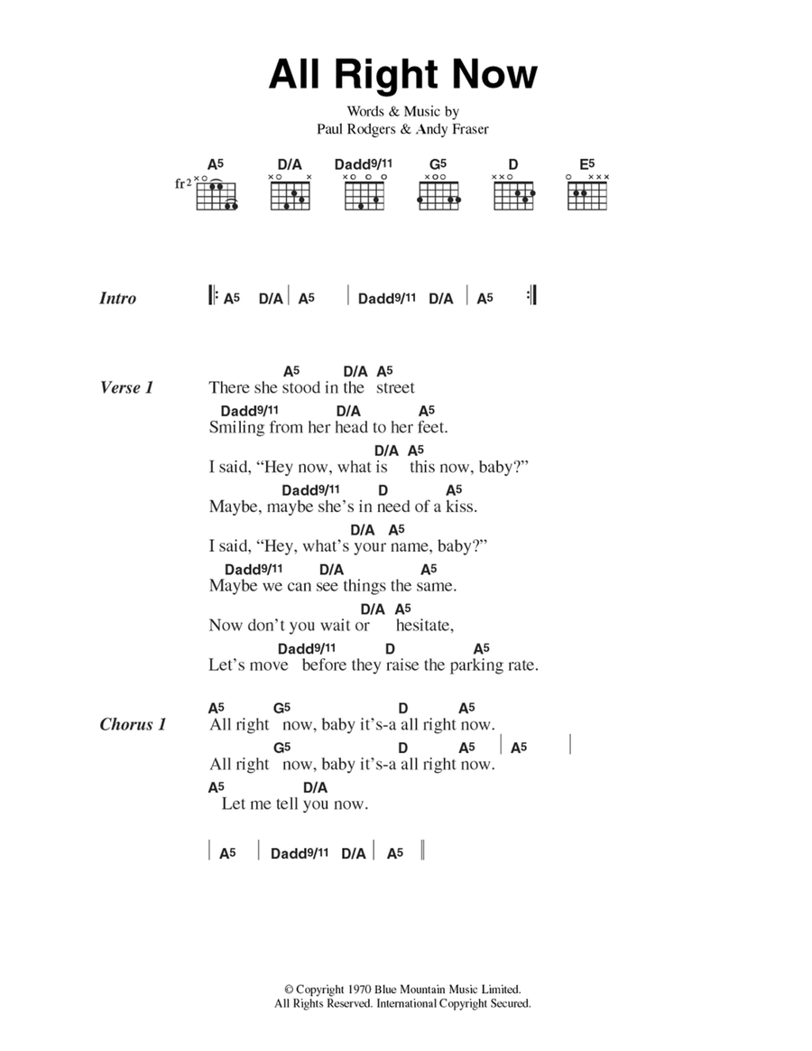 All Right Now All Right Now Guitar scores gallery preview page 1