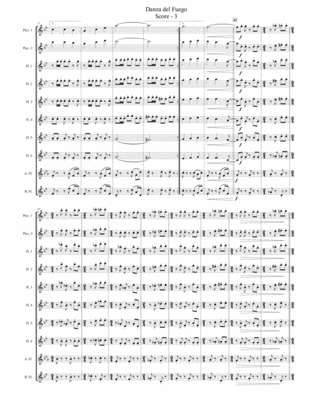 Danza del Fuego (for Flute Choir with Piccolo duet) Flute Choir - Digital Sheet Music