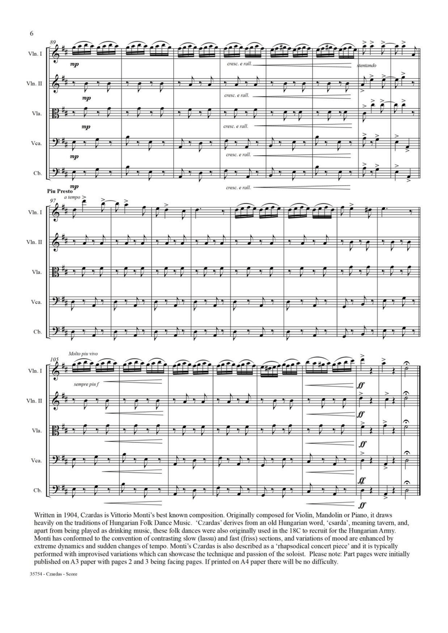 CZARDAS NO1 - STRING QUARTET String Quartet scores gallery preview page 6