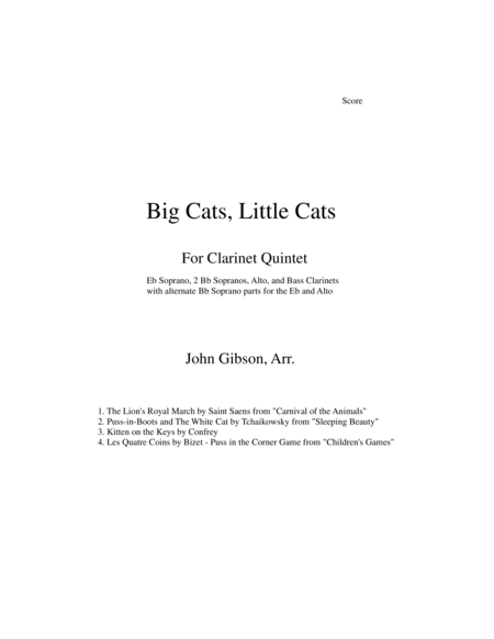 Clarinet Quintet or choir - Big Cats, Little Cats image number null