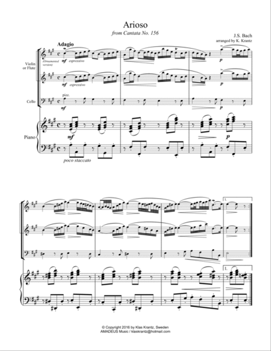 Arioso (Largo) from Cantata 156 for piano trio Arioso (Largo) from Cantata 156 for piano trio Piano Trio scores gallery preview page 2