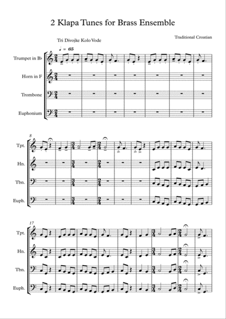 2 Klapa Tunes for Brass Ensemble Brass Ensemble scores gallery preview page 2