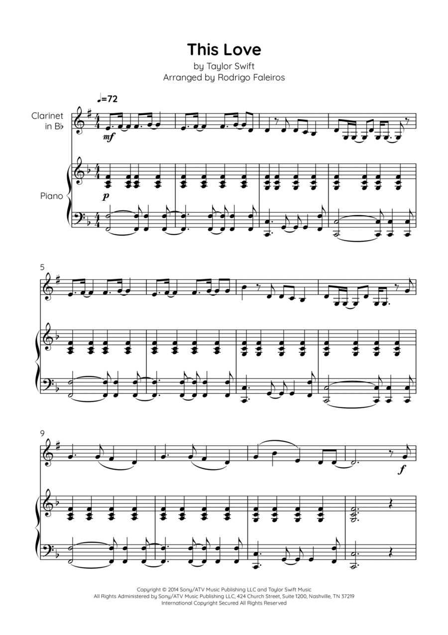 This Love B-Flat Clarinet scores gallery preview page 1