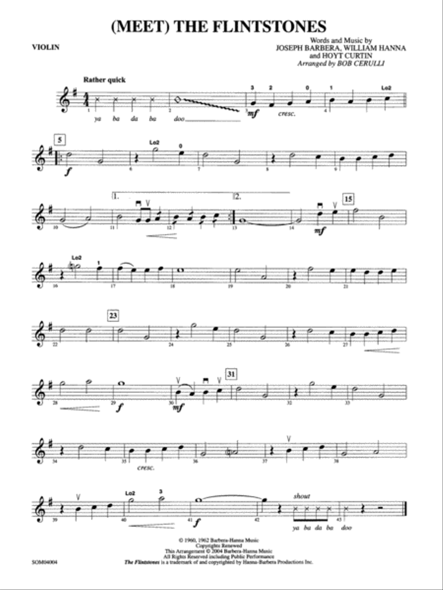(Meet) The Flintstones: 1st Violin String Orchestra scores gallery preview page 1